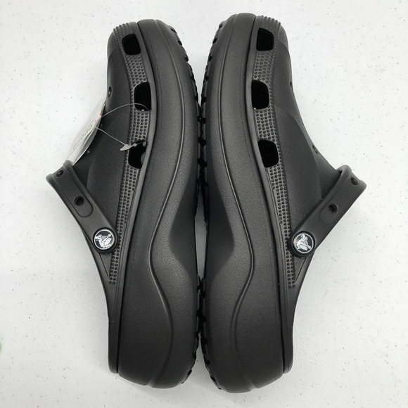 Crocs Clogs Mens Size 9 Womens Size 11 Black Baya Platform Comfort Slip On Shoes - Picture 8 of 12